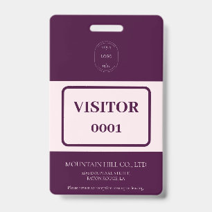 Sample Royal Crimson Barcode Visitor Card ID Badge