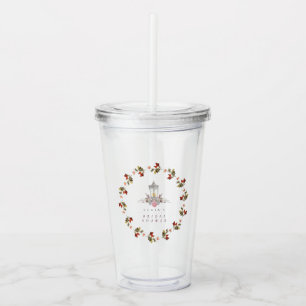 Sample Rustic Floral Roses & Lantern Bridal Shower Acrylic Tumbler