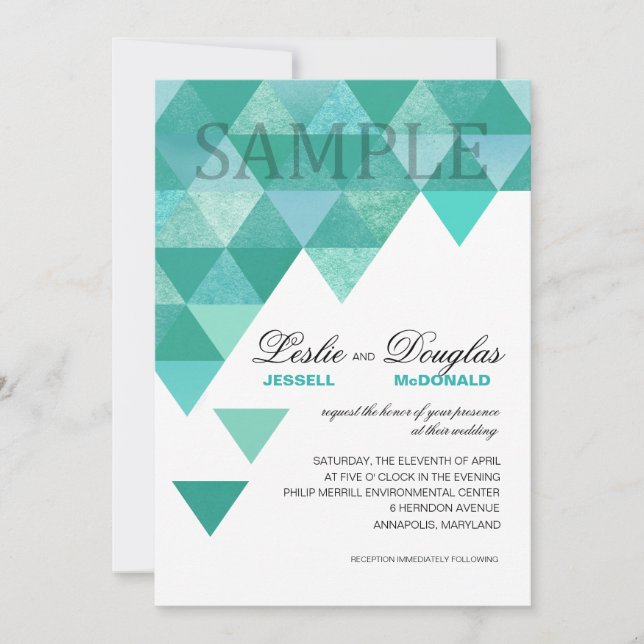 SAMPLE signature semi-gloss Geometric Triangles Invitation (Front)