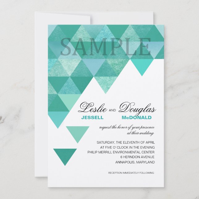 SAMPLE signature ultra-thick Geometric Triangles Invitation (Front)