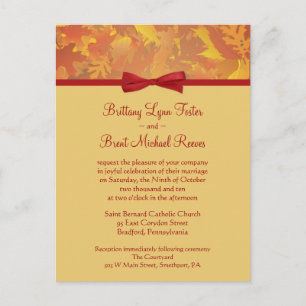 Sample Wedding Invitation - Autumn Leaves - Light Postcard