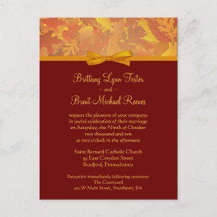 Sample Wedding Invitation - Autumn Leaves Postcard