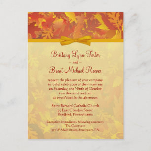 Sample Wedding Invitation - Autumn Mist - Gold Postcard