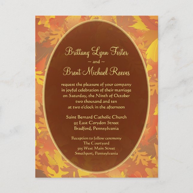 Sample Wedding Invitation - Autumn Mist Round Postcard (Front)