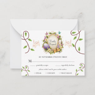Sample White Easter Vibe Forest Bunny RSVP Card
