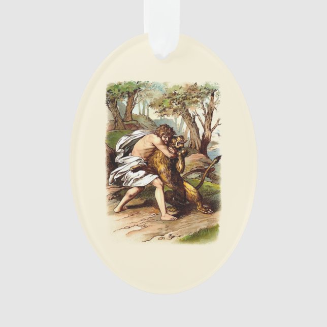 Samson And The Lion Ornament (Front)