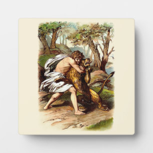 Samson And The Lion Plaque