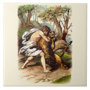 Samson And The Lion Tile