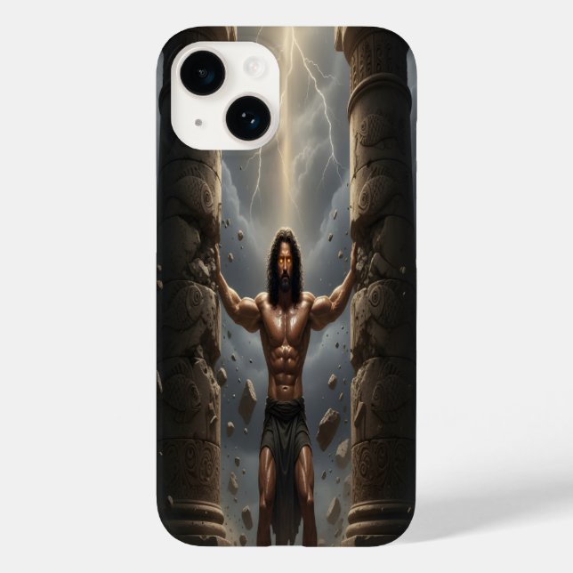 Samson Breaking the Philistine Pillars iPhone Case (Back)