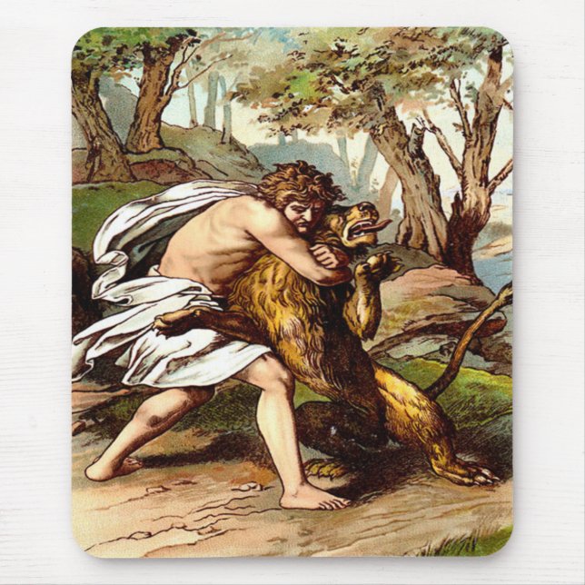 samson killing a small lion mousepad (Front)