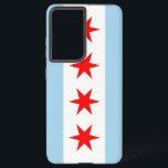 Samsung Galaxy S21 Plus Case Flag of Chicago<br><div class="desc">Transform your Samsung Galaxy S21 Plus into a symbol of Chicago pride with our exclusive phone cover featuring the city's flag! Crafted with precision, this cover proudly displays the iconic elements of the Chicago flag. The design features four red stars representing historical events: Fort Dearborn, the Great Chicago Fire, the...</div>