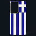 Samsung Galaxy S21 Ultra Case with Greece flag<br><div class="desc">Transform your Samsung Galaxy S21 Ultra into a celebration of Greek heritage with our exclusive cover featuring the flag of Greece! Crafted with meticulous attention to detail, this cover proudly showcases the iconic design of the Greek flag. The flag features nine horizontal stripes of blue and white, with a white...</div>