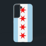 Samsung Galaxy S22 Case Flag of Chicago<br><div class="desc">Transform your Samsung Galaxy S22 into a symbol of Chicago pride with our exclusive phone cover featuring the city's flag! Crafted with precision, this cover proudly displays the iconic elements of the Chicago flag. The design features four red stars representing historical events: Fort Dearborn, the Great Chicago Fire, the World's...</div>