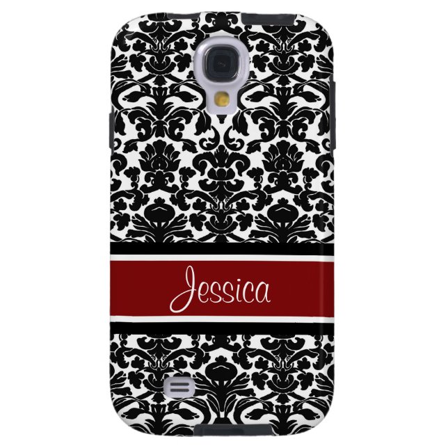 Samsung Red Damask Custom Name Case-Mate Samsung Galaxy Case (Back)
