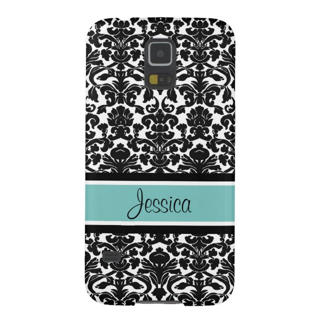 Samsung Teal Damask Custom Name Case-Mate Samsung Galaxy Case (Back)