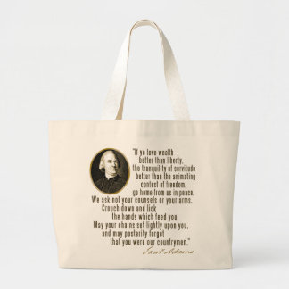 Samuel Adams Quote Large Tote Bag