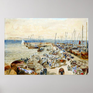 Samuel Bough Newhaven Harbour on Firth of Forth Poster