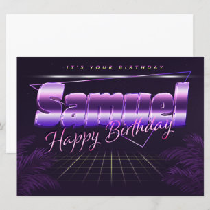 Samuel Name Vorname lila retro Karte Geburtstag Card