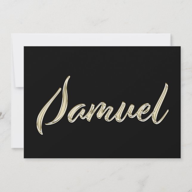 Samuel Name white gold Handwriting Card (Front)