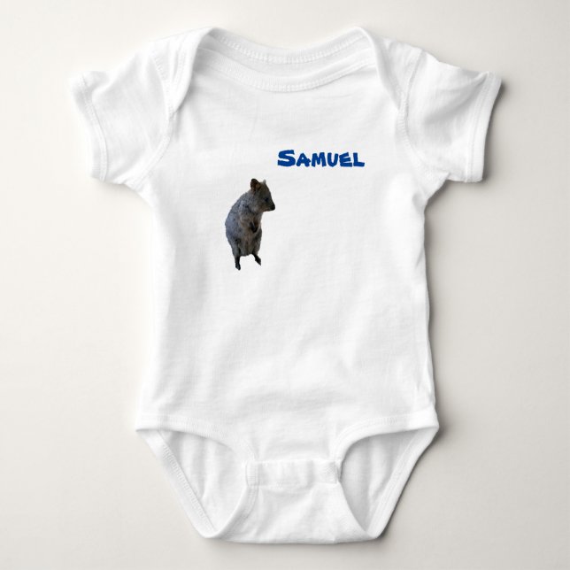 Samuel name With Aussie Quokka, Baby Bodysuit (Front)