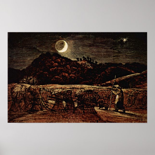 Samuel Palmer - cornfield in the moonlight Poster (Front)