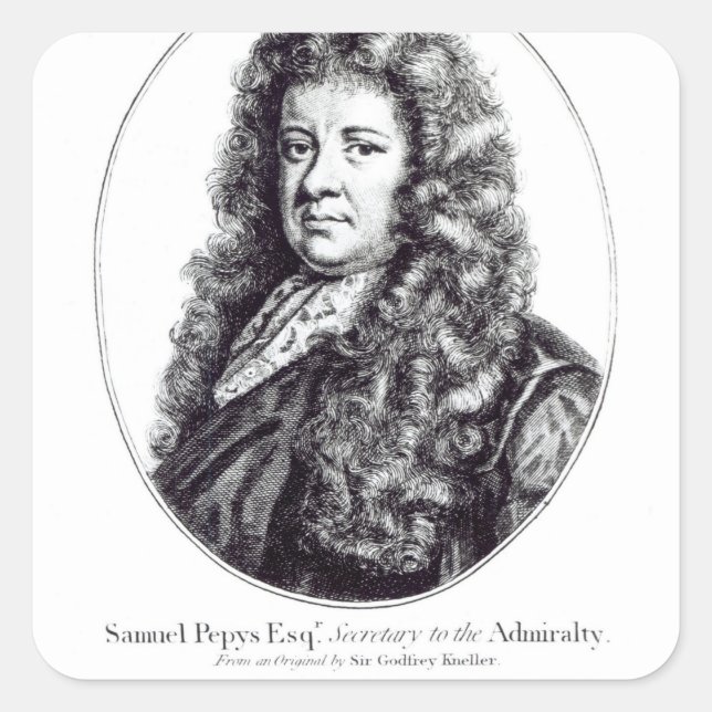 Samuel Pepys Square Sticker (Front)
