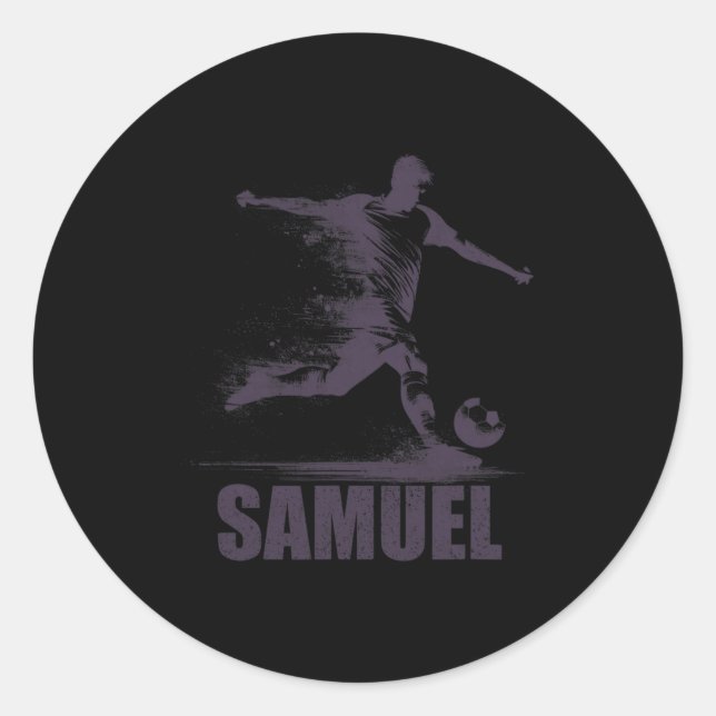 Samuel Soccer Boys Personalized First Name Samuel  Classic Round Sticker (Front)