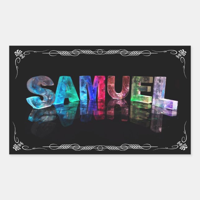 Samuel  - The Name Samuel in 3D Lights (Photograph Rectangular Sticker (Front)