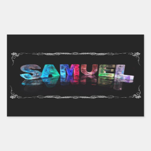 Samuel  - The Name Samuel in 3D Lights (Photograph Rectangular Sticker