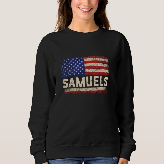 SAMUELS Last Name Shirt SAMUELS Name American Flag (Front)