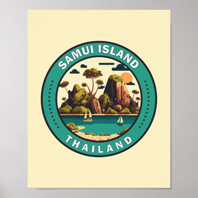 Samui Island Thailand Travel Art Badge Poster (Front)