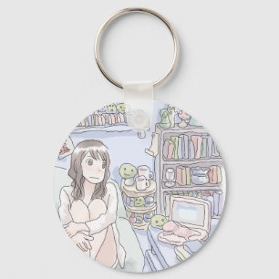 Samuji Sari an illustration of a woman sitting i Key Ring