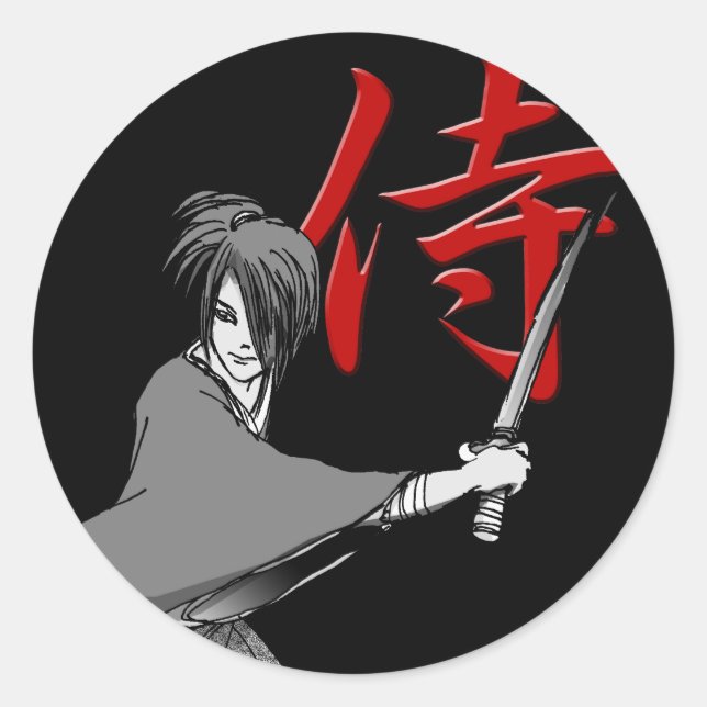 SAMURAI 01a Classic Round Sticker (Front)