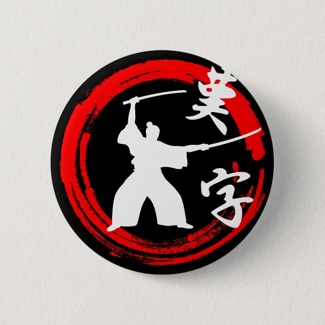 Samurai 6 Cm Round Badge (Front)
