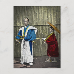 Samurai and Servant Postcard