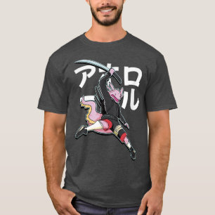 Samurai Aolotl Cartoon Funny  T-Shirt