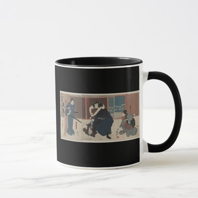 Samurai Attacking Enemy circa 1848 Japan Mug (Right)