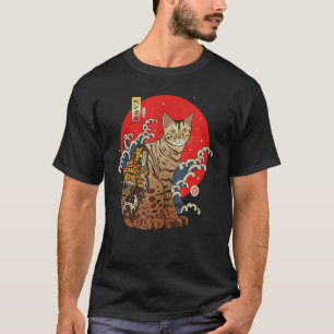 Samurai Bengal Cat Ukiyo E Japanese Warrior T-Shirt