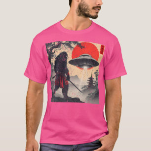 Samurai Bigfoot Japanese Ufo Vintage Graphic Ukiyo T-Shirt