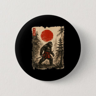 Samurai Bigfoot Japanese Vintage Sasquatch Ukiyo-e 6 Cm Round Badge