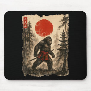 Samurai Bigfoot Japanese Vintage Sasquatch Ukiyo-e Mouse Pad