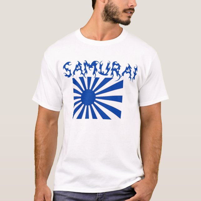 Samurai Blue samurai rising sun flag 2 T-Shirt (Front)