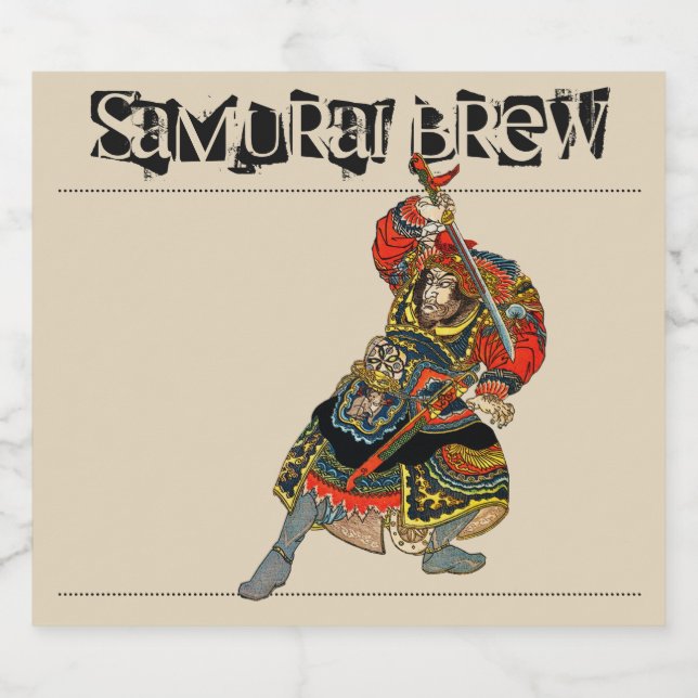 Samurai Brew Beer Bottle Label (Single Label)