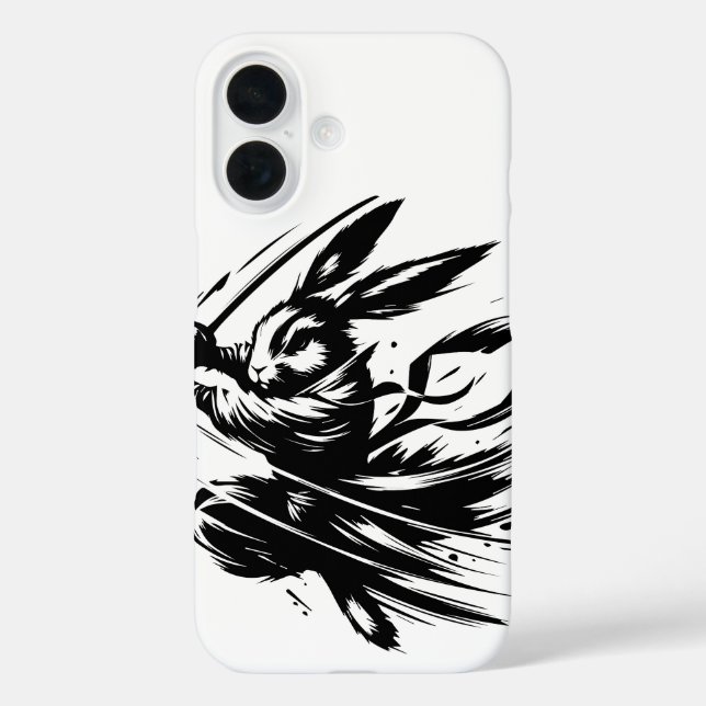 Samurai Bunny Black Ink Warrior Rabbit Case-Mate iPhone Case (Back)