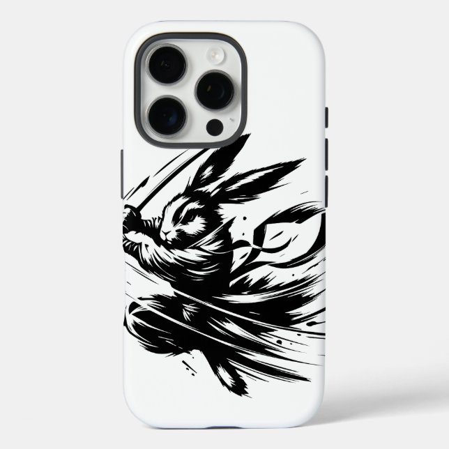 Samurai Bunny Black Ink Warrior Rabbit Case-Mate iPhone Case (Back)