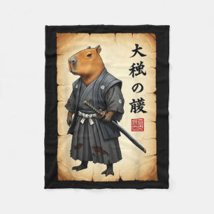 Samurai Capybara Japanese Art Vintage Graphic Funn Fleece Blanket