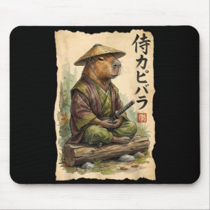 Samurai Capybara Japanese Art Vintage Graphic Funn Mouse Pad