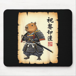Samurai Capybara Japanese Art Vintage Graphic Funn Mouse Pad