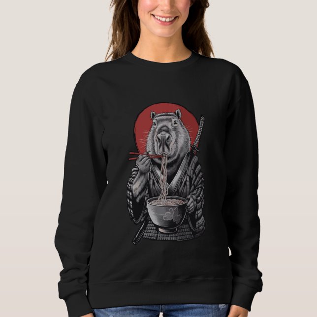 Samurai Capybara Ramen Warrior Japan Aesthetic Art Sweatshirt (Front)
