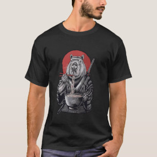 Samurai Capybara Ramen Warrior Japan Aesthetic Art T-Shirt